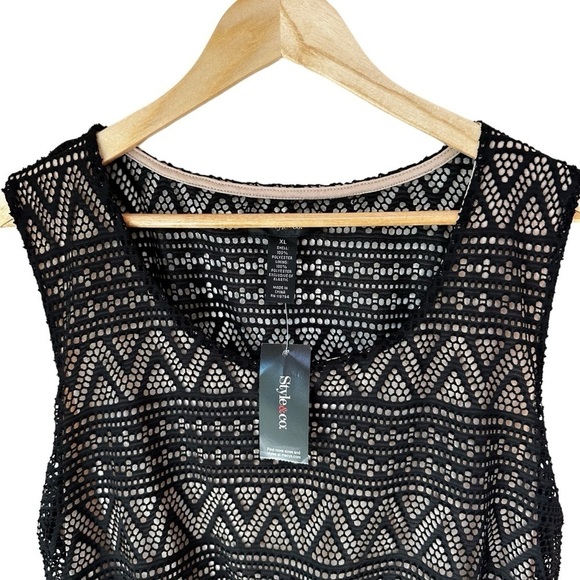 Style & Co. Women's Illusion Cape Town Sleeveless Maxi Dress Black Size XL - Picture 7 of 14